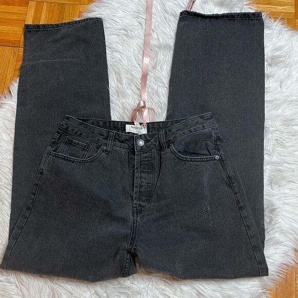 HOUSE OF CB Woman Straight Leg Trendy High Rise Wide Leg Jeans Dark - Picture 4 of 11